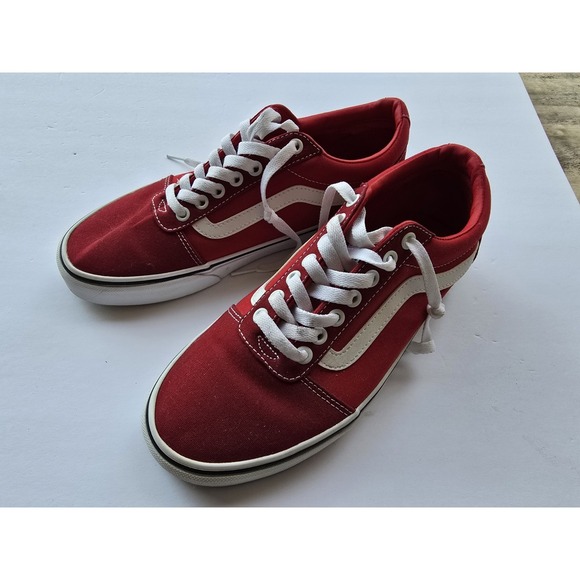 Vans Other - Vans Old Skool Red & White Sneakers – Size 8.5 Men Classic Skate Style